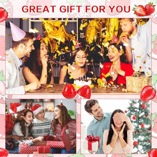 Dimsile 12-Pack Cute Strawberry Lip Balm – Moisturizing, Plumping & Hydrating Lip Protector for Women – Valentines Gift Avelisse