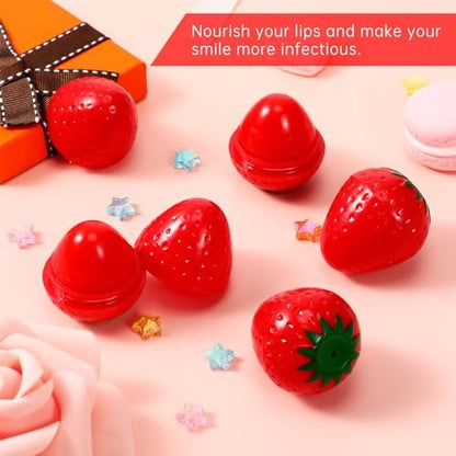 Dimsile 12-Pack Cute Strawberry Lip Balm – Moisturizing, Plumping & Hydrating Lip Protector for Women – Valentines Gift Avelisse