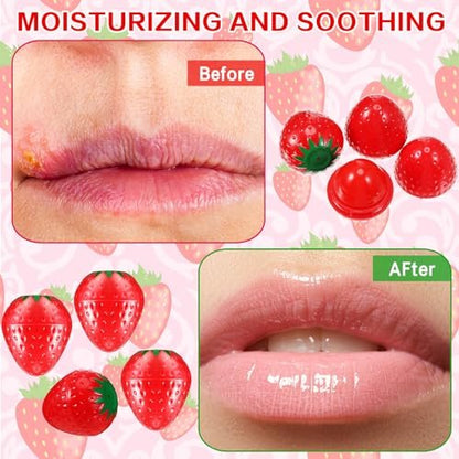Dimsile 12-Pack Cute Strawberry Lip Balm – Moisturizing, Plumping & Hydrating Lip Protector for Women – Valentines Gift Avelisse