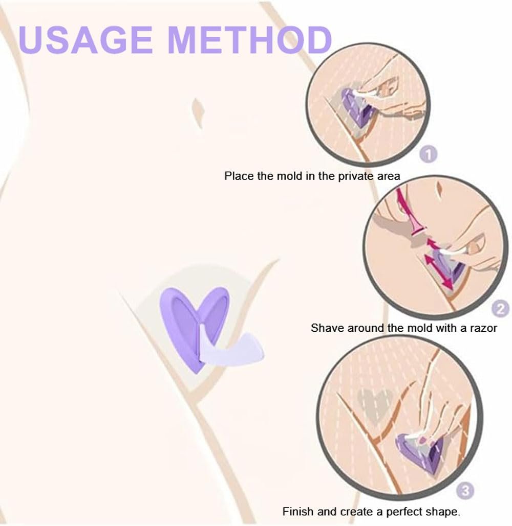 BFLCTTBD Pubic Hair Trimmer Stencil - Bikini Template for Precise Shaving, Private Area Style Shape Tool (Purple) - görsel 7