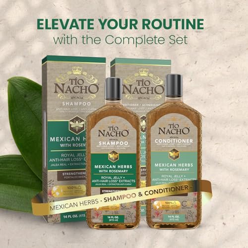Tío Nacho Mexican Herbs Anti-Hair Loss Shampoo and Conditioner Set with Royal Jelly and Rosemary Extract - Strengthening and Nourishing Routine for Hair Loss, 14 fl oz Each - görsel 14