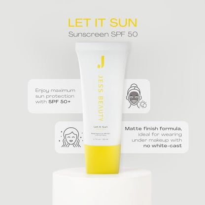 JESS BEAUTY Let it Sun 50+ Sunscreen with Green Tea & Aloe Extract - SPF 50+ Broad Spectrum Sun Protection for Face & Body, 1.7 fl oz Avelisse