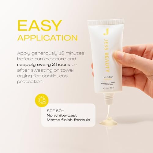 JESS BEAUTY Let it Sun 50+ Sunscreen with Green Tea & Aloe Extract - SPF 50+ Broad Spectrum Sun Protection for Face & Body, 1.7 fl oz Avelisse