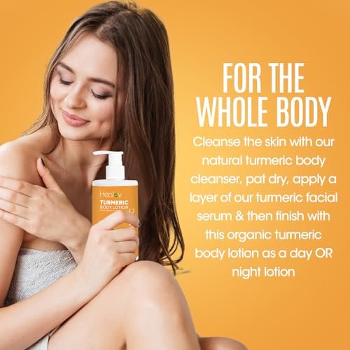 Healov Turmeric Lotion for Spots - Natural Turmeric Skin Brightening Cream for Face & Body - Cleanse Skin, Fight Acne, Even Tone, Clear Scars, Sun Damage, & Discoloration - with Vitamin C (10 oz) - görsel 8