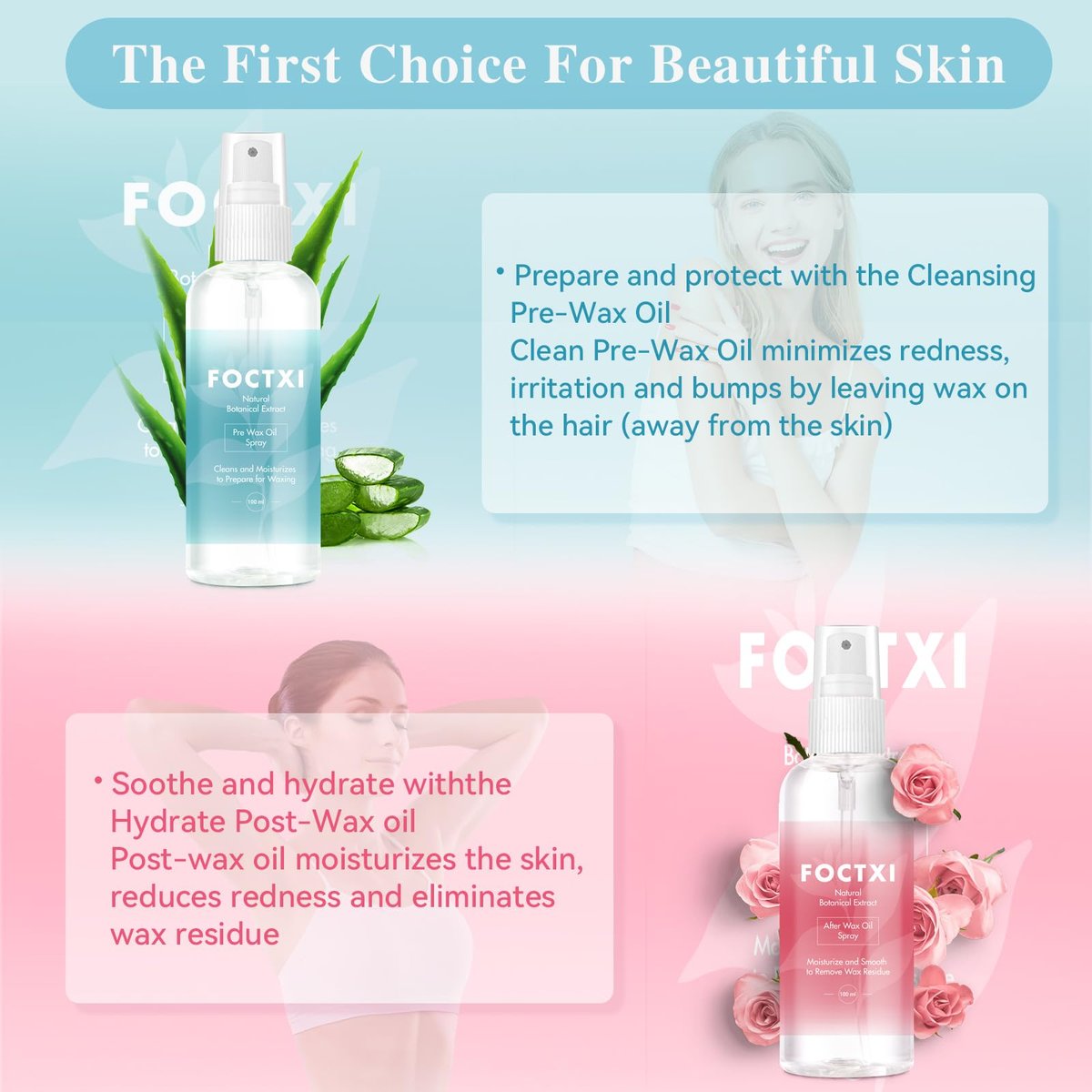 FOCTXI Pre Wax Cleanser and After Wax Care Kit - 3.5 oz Pre-Spray & After-Oil for Smooth, Soothing Results - görsel 7