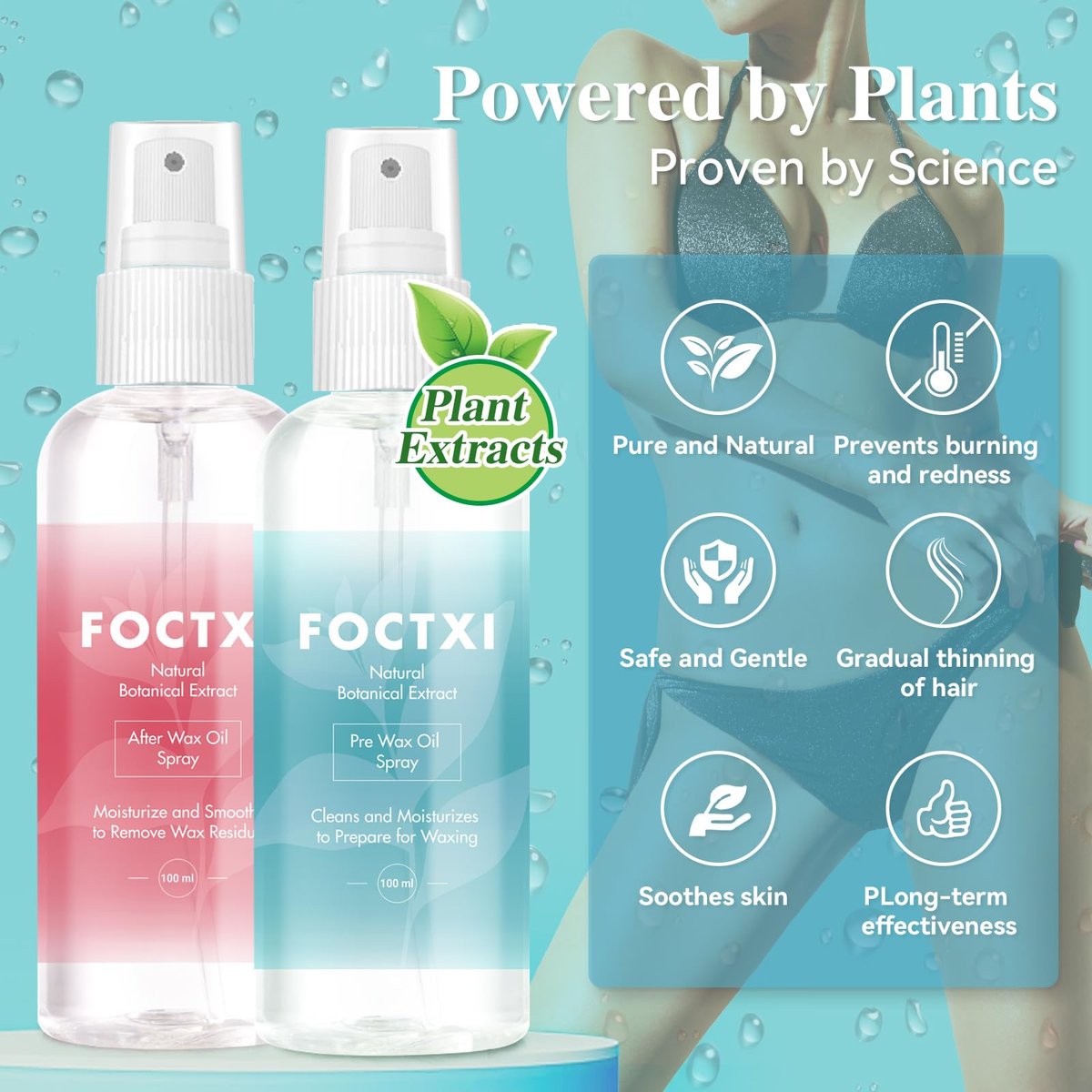 FOCTXI Pre Wax Cleanser and After Wax Care Kit - 3.5 oz Pre-Spray & After-Oil for Smooth, Soothing Results - görsel 3