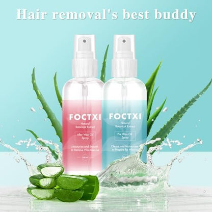 FOCTXI Pre Wax Cleanser and After Wax Care Kit - 3.5 oz Pre-Spray & After-Oil for Smooth, Soothing Results