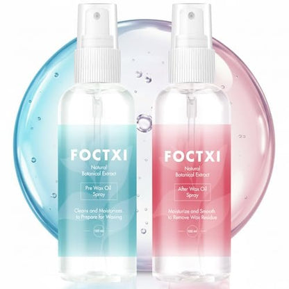 FOCTXI Pre Wax Cleanser and After Wax Care Kit - 3.5 oz Pre-Spray & After-Oil for Smooth, Soothing Results