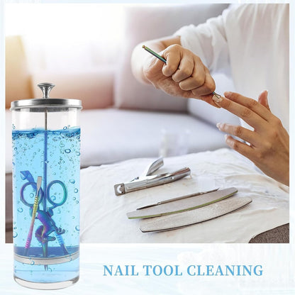 BOMOQING 35OZ Barber Jar for Manicure & Pedicure Implements - Salon Tool Disinfectant Container with Removable Straining Tray (1035ml) Avelisse