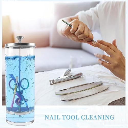 BOMOQING 35OZ Barber Jar for Manicure & Pedicure Implements - Salon Tool Disinfectant Container with Removable Straining Tray (1035ml) Avelisse