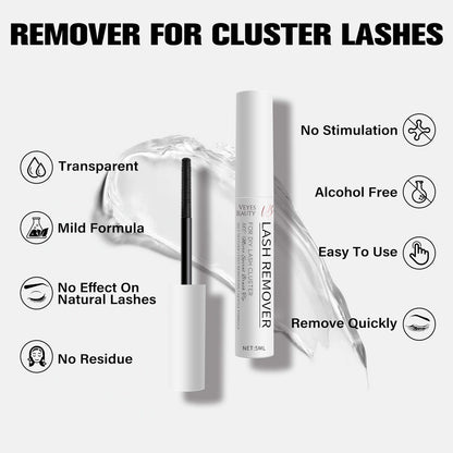 Clear Lash Glue Remover 5ml – Safe Eyelash Adhesive Remover for DIY Cluster Lashes at Home