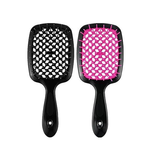 2-Pack Lixera Hair Brush - Detangling Brush for Curly, Wet & Dry Hair, Scalp Massage (Pink + Black) - görsel 2