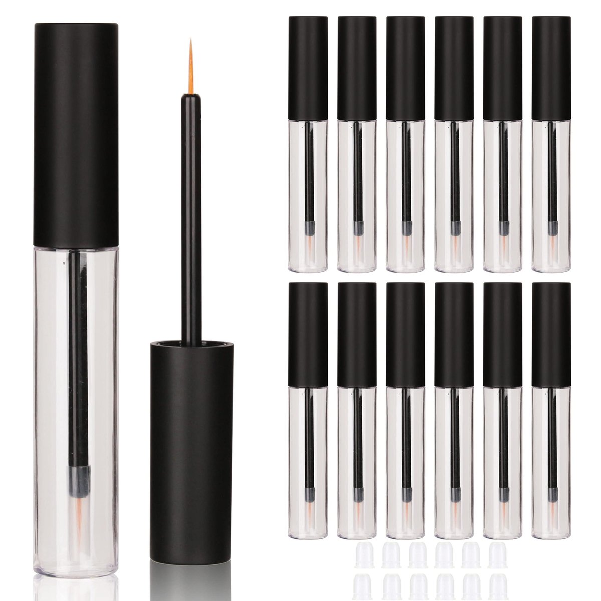 COSIDEA 12-Pack Empty Matte Black 10ml Eyeliner Tubes with Brush Applicator for DIY Eyelash Growth Oil - görsel 1