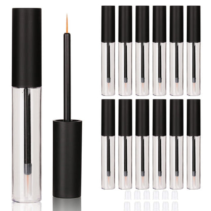 COSIDEA 12-Pack Empty Matte Black 10ml Eyeliner Tubes with Brush Applicator for DIY Eyelash Growth Oil