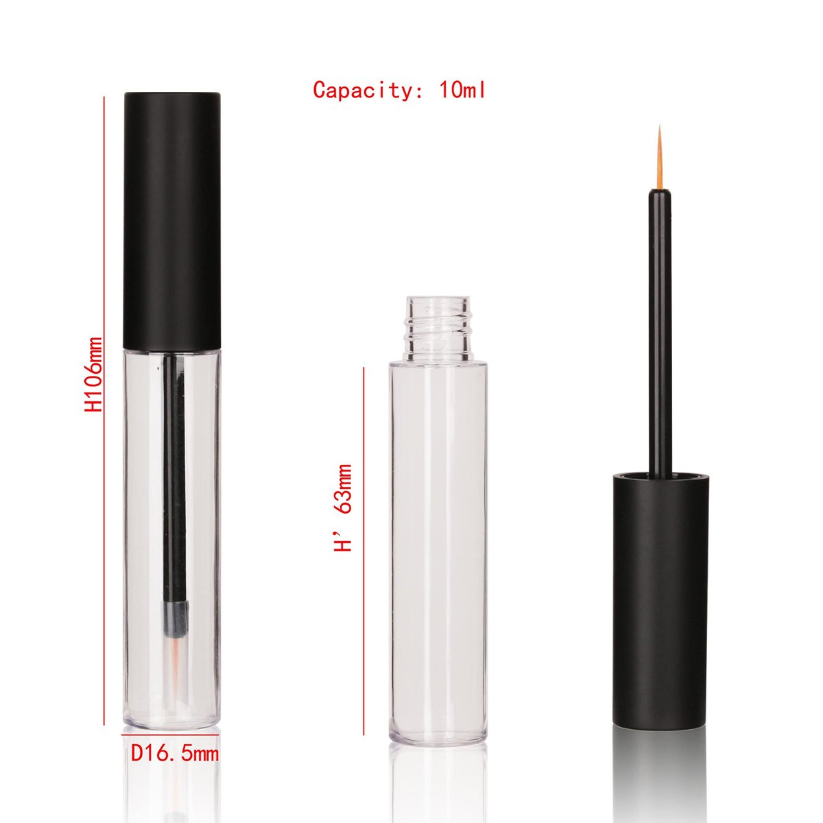 COSIDEA 12-Pack Empty Matte Black 10ml Eyeliner Tubes with Brush Applicator for DIY Eyelash Growth Oil - görsel 3