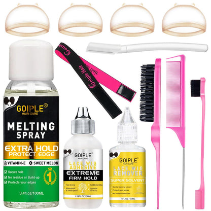 Lace Melting Spray for Glueless Wigs - Essentials Kit with Wig Glue & Remover | Goiple