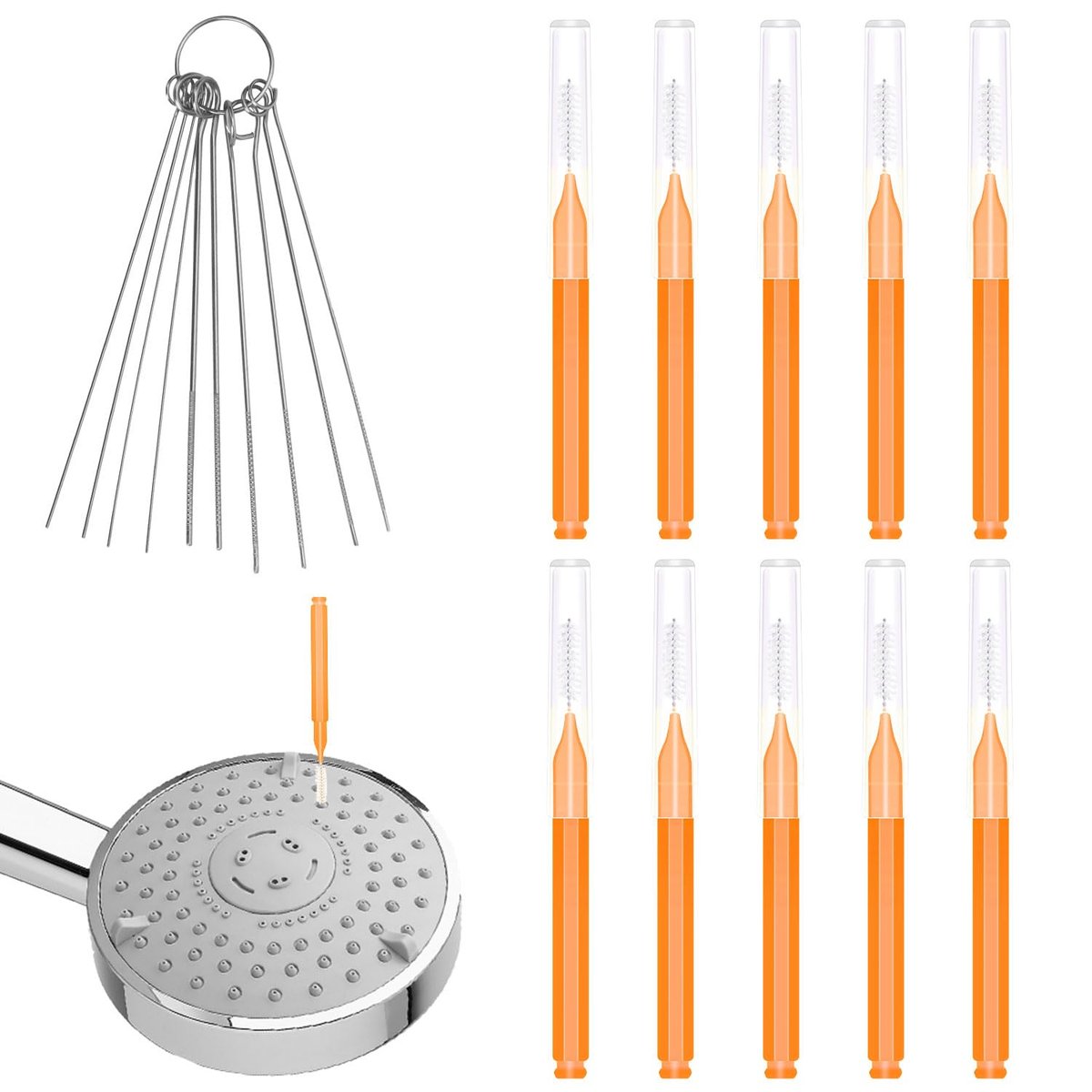 10-Piece Shower Head Cleaning Brush Set with Picks – Anti-Clogging Nozzle Cleaner for Bathroom - görsel 1