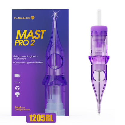Mast Pro2 Tattoo Needles Cartridges - 20 Count Disposable Round Liner 1205RL for Professional Tattoo Artists
