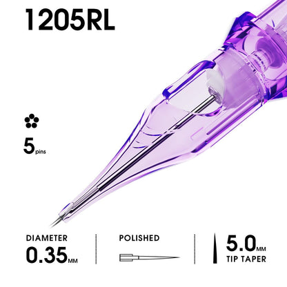 Mast Pro2 Tattoo Needles Cartridges - 20 Count Disposable Round Liner 1205RL for Professional Tattoo Artists