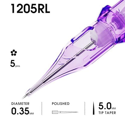 Mast Pro2 Tattoo Needles Cartridges - 20 Count Disposable Round Liner 1205RL for Professional Tattoo Artists