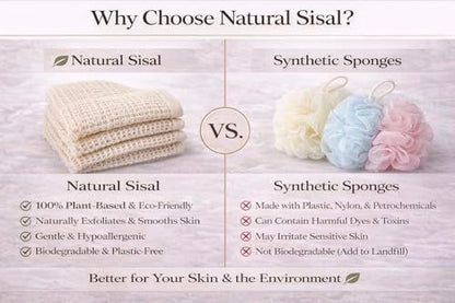 100% Natural Sisal Washcloth - Gentle Exfoliation for Smoother Skin - Durable & Reusable Face & Body Cloth - Biodegradable - Removes Dead Skin Cells (3 Pack) Avelisse