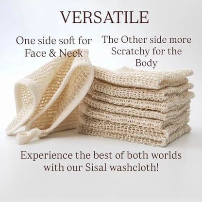 100% Natural Sisal Washcloth - Gentle Exfoliation for Smoother Skin - Durable & Reusable Face & Body Cloth - Biodegradable - Removes Dead Skin Cells (3 Pack) Avelisse