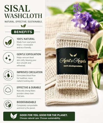 100% Natural Sisal Washcloth - Gentle Exfoliation for Smoother Skin - Durable & Reusable Face & Body Cloth - Biodegradable - Removes Dead Skin Cells (3 Pack) Avelisse