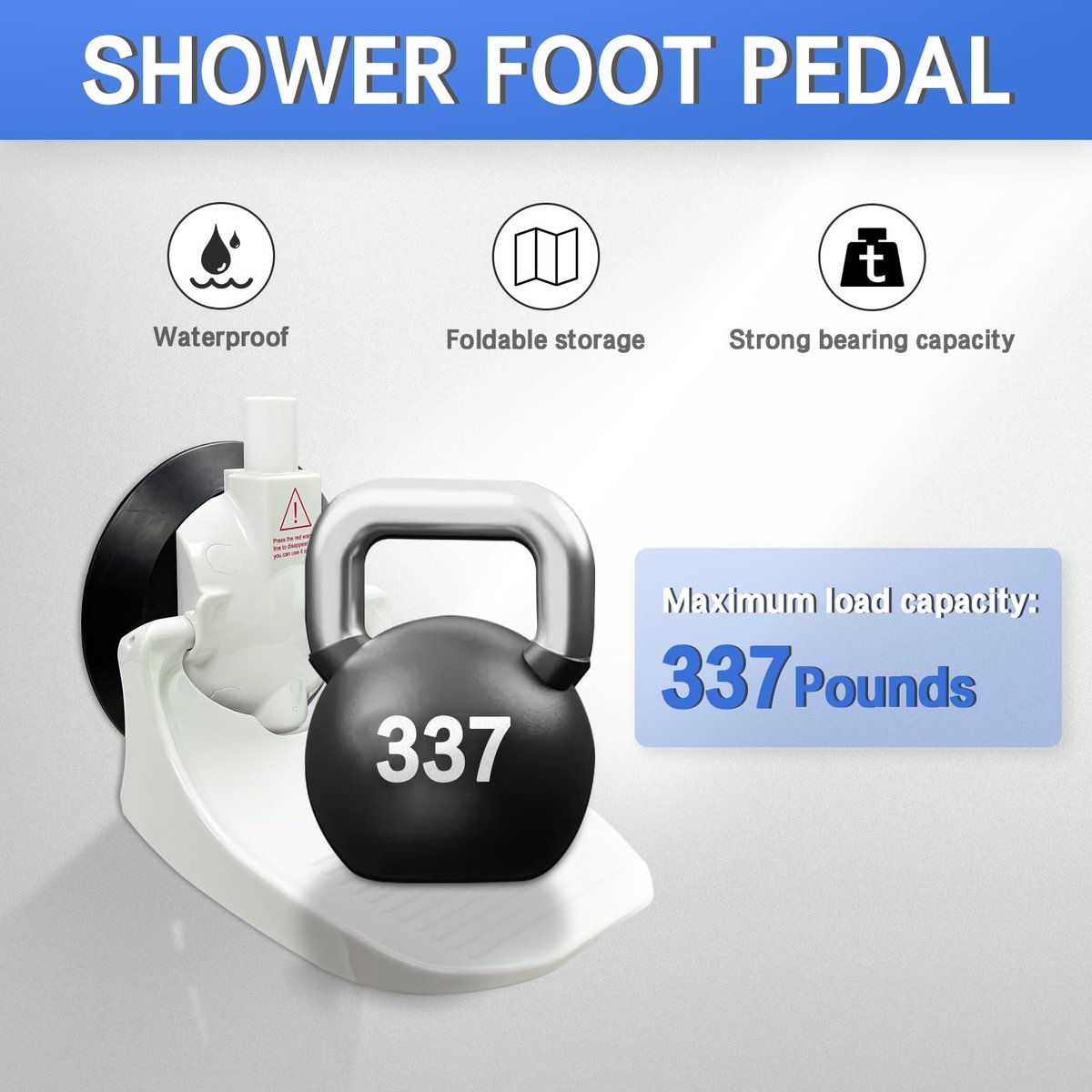 Shower Foot Rest for Shaving Legs with Upgraded Industrial Suction Cup – Fits Smooth, Non-Porous, 5.2-Inch Tile Wall – White (Pack of 1) Avelisse