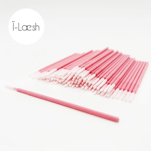 i-Laesh 200-Pack Microswabs for Eyelash Extensions – Precision Long-Tip Applicators for Lash Artists, Dental & Personal Care (Pro Grip, Pink) Avelisse