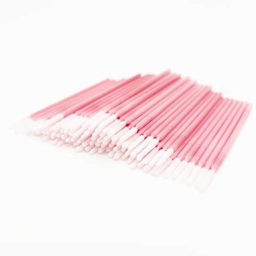 i-Laesh 200-Pack Microswabs for Eyelash Extensions – Precision Long-Tip Applicators for Lash Artists, Dental & Personal Care (Pro Grip, Pink) Avelisse