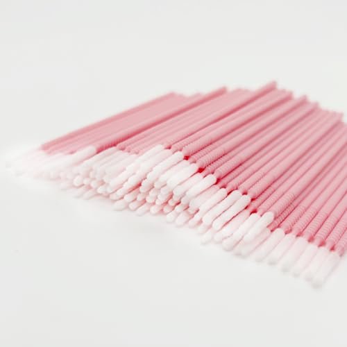 i-Laesh 200-Pack Microswabs for Eyelash Extensions – Precision Long-Tip Applicators for Lash Artists, Dental & Personal Care (Pro Grip, Pink) Avelisse