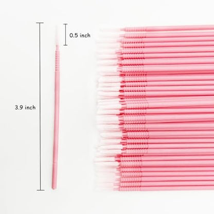 i-Laesh 200-Pack Microswabs for Eyelash Extensions – Precision Long-Tip Applicators for Lash Artists, Dental & Personal Care (Pro Grip, Pink) Avelisse