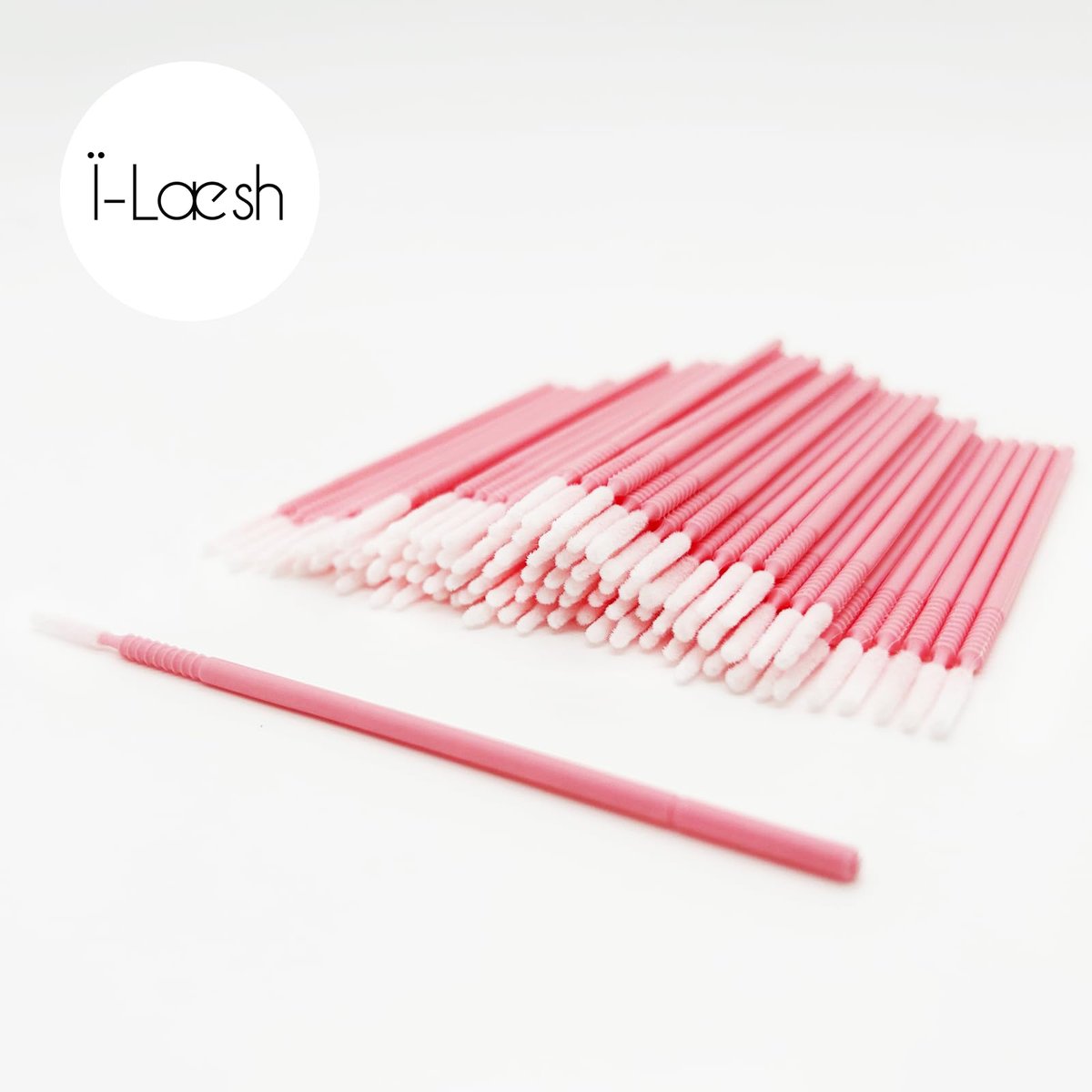 i-Laesh 200-Pack Microswabs for Eyelash Extensions – Precision Long-Tip Applicators for Lash Artists, Dental & Personal Care (Pro Grip, Pink) Avelisse