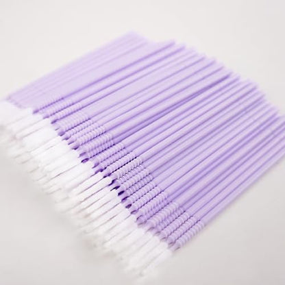 i-Laesh 200-Pack Microswabs for Eyelash Extensions - Long-Tip Microbrush Applicators for Precision Application - Purple (Pro Grip Replacement) Avelisse