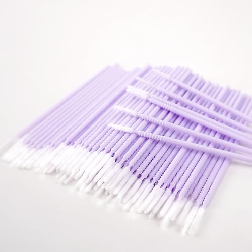 i-Laesh 200-Pack Microswabs for Eyelash Extensions - Long-Tip Microbrush Applicators for Precision Application - Purple (Pro Grip Replacement) Avelisse