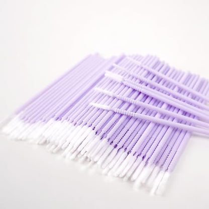 i-Laesh 200-Pack Microswabs for Eyelash Extensions - Long-Tip Microbrush Applicators for Precision Application - Purple (Pro Grip Replacement) Avelisse