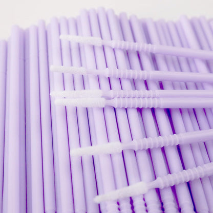 i-Laesh 200-Pack Microswabs for Eyelash Extensions - Long-Tip Microbrush Applicators for Precision Application - Purple (Pro Grip Replacement) Avelisse
