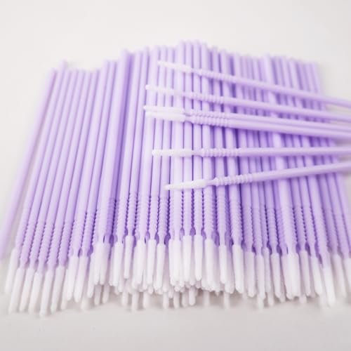 i-Laesh 200-Pack Microswabs for Eyelash Extensions - Long-Tip Microbrush Applicators for Precision Application - Purple (Pro Grip Replacement) Avelisse