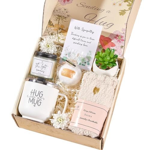 Sympathy Gift Baskets for Loss of Loved One - Bereavement Care Package for Dad, Mom, Sister, Friend - Grief & Condolences Gift with Stainless Steel Keepsake Avelisse