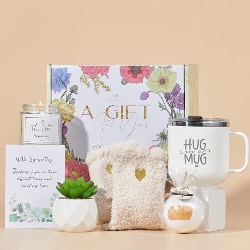 Sympathy Gift Baskets for Loss of Loved One - Bereavement Care Package for Dad, Mom, Sister, Friend - Grief & Condolences Gift with Stainless Steel Keepsake Avelisse
