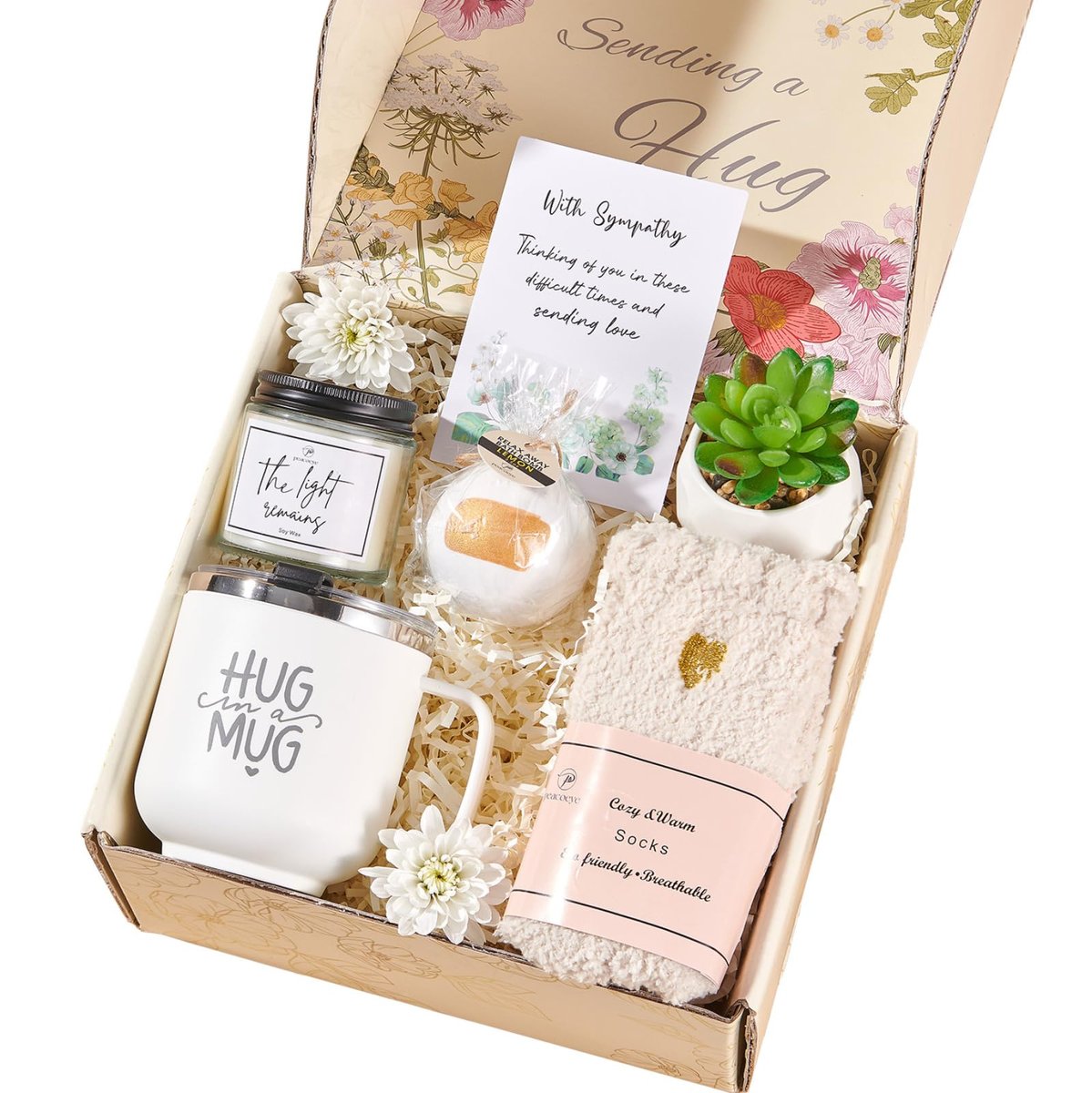 Sympathy Gift Baskets for Loss of Loved One - Bereavement Care Package for Dad, Mom, Sister, Friend - Grief & Condolences Gift with Stainless Steel Keepsake Avelisse