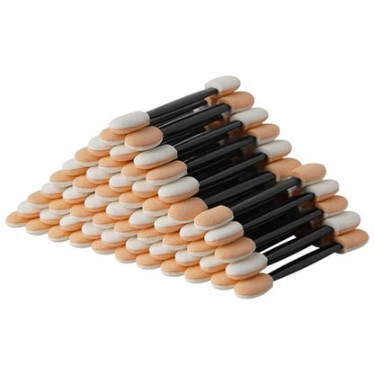 Cuttte 60-Pack Disposable Eyeshadow Brushes – Dual-Sided Foam Applicator Sticks for Precise Eye Makeup, 2.44 Inch, Black