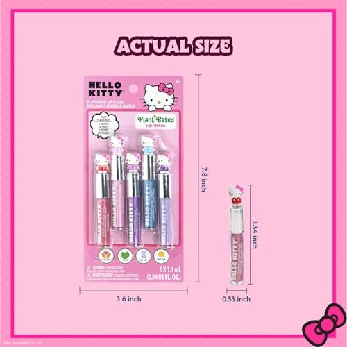 Hello Kitty 5-Piece Plant-Based Moisturizing Lip Gloss Set for Kids – Perfect for Parties, Sleepovers & Birthday Gifts for Girls 3+ by Townley Girl - görsel 15