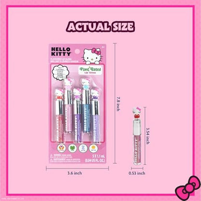 Hello Kitty 5-Piece Plant-Based Moisturizing Lip Gloss Set for Kids – Perfect for Parties, Sleepovers & Birthday Gifts for Girls 3+ by Townley Girl