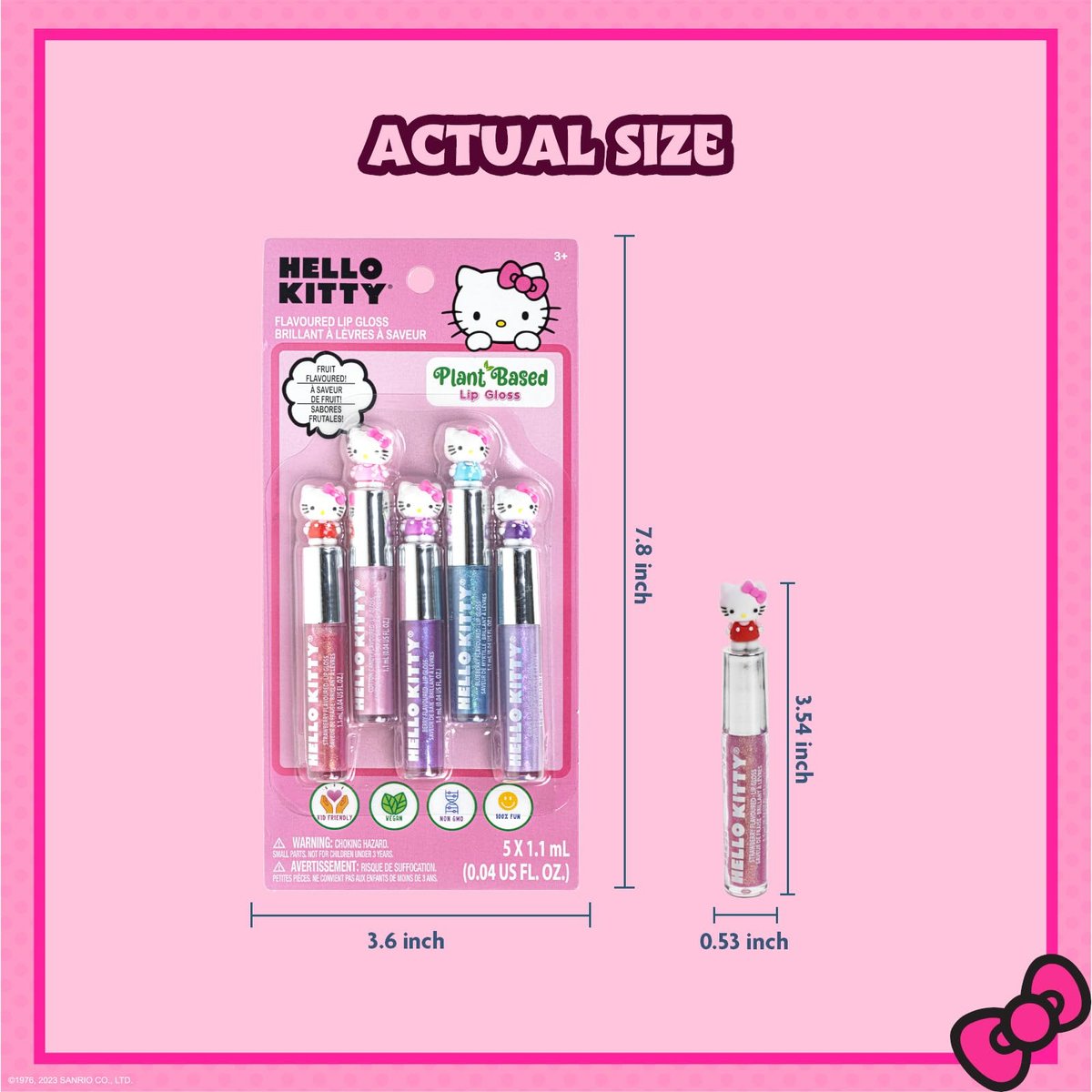 Hello Kitty 5-Piece Plant-Based Moisturizing Lip Gloss Set for Kids – Perfect for Parties, Sleepovers & Birthday Gifts for Girls 3+ by Townley Girl - görsel 16