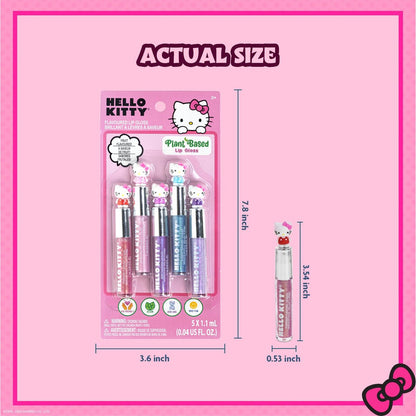 Hello Kitty 5-Piece Plant-Based Moisturizing Lip Gloss Set for Kids – Perfect for Parties, Sleepovers & Birthday Gifts for Girls 3+ by Townley Girl