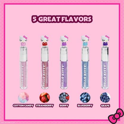 Hello Kitty 5-Piece Plant-Based Moisturizing Lip Gloss Set for Kids – Perfect for Parties, Sleepovers & Birthday Gifts for Girls 3+ by Townley Girl