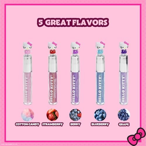 Hello Kitty 5-Piece Plant-Based Moisturizing Lip Gloss Set for Kids – Perfect for Parties, Sleepovers & Birthday Gifts for Girls 3+ by Townley Girl - görsel 3