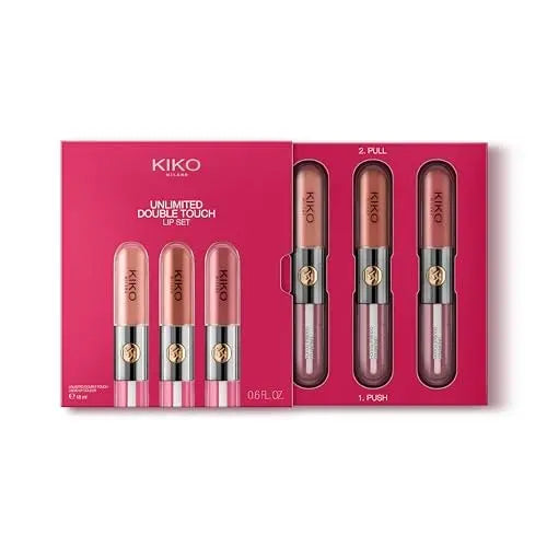 KIKO Milano Unlimited Double Touch Gift Set 01 - 3 Long-Lasting Liquid Lipsticks (Nude Attitude) Avelisse