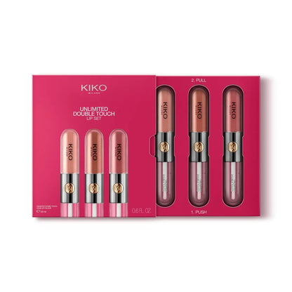 KIKO Milano Unlimited Double Touch Gift Set 01 - 3 Long-Lasting Liquid Lipsticks (Nude Attitude) Avelisse